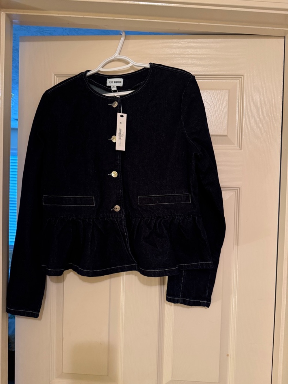 Steve Madden Black Peplum Denim Jacket